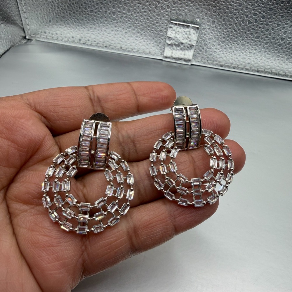 Silver Crystal Hoop Earrings